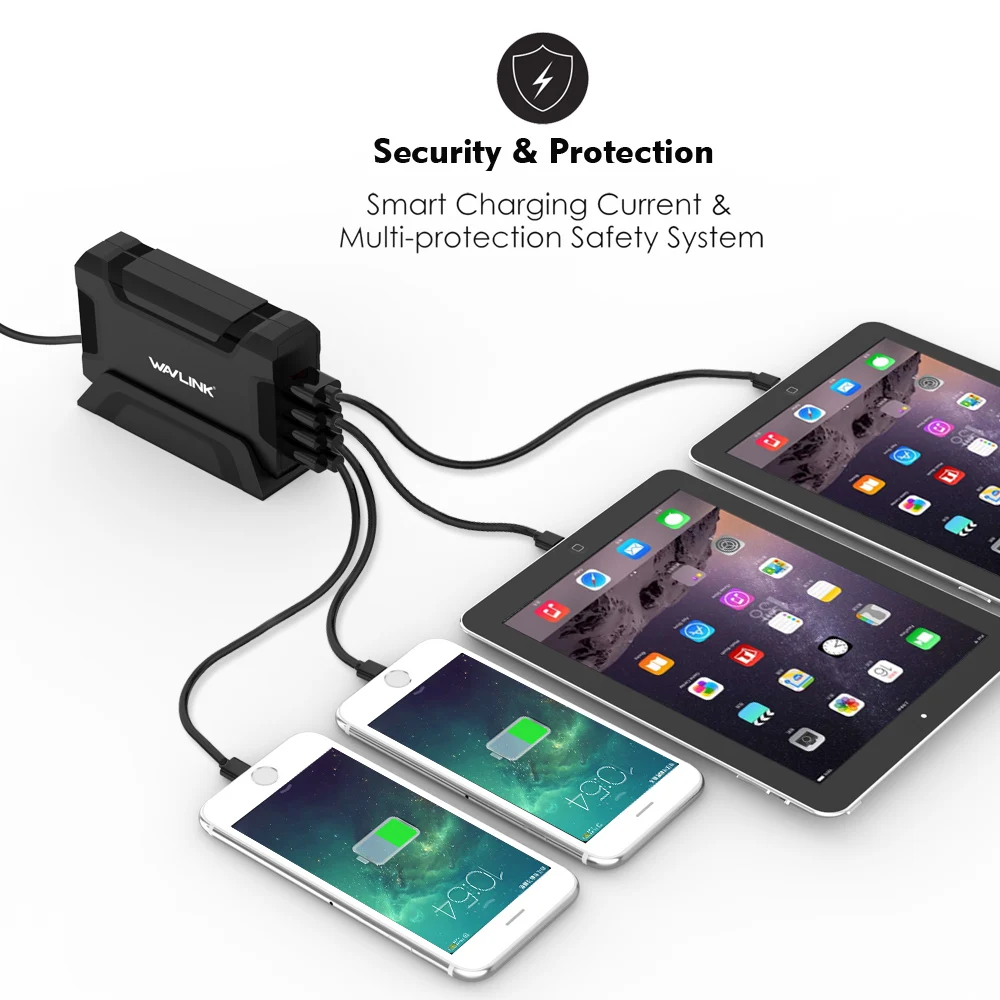 Зарядное устройство Wavlink с 4 USB портами портативное зарядное для путешествий