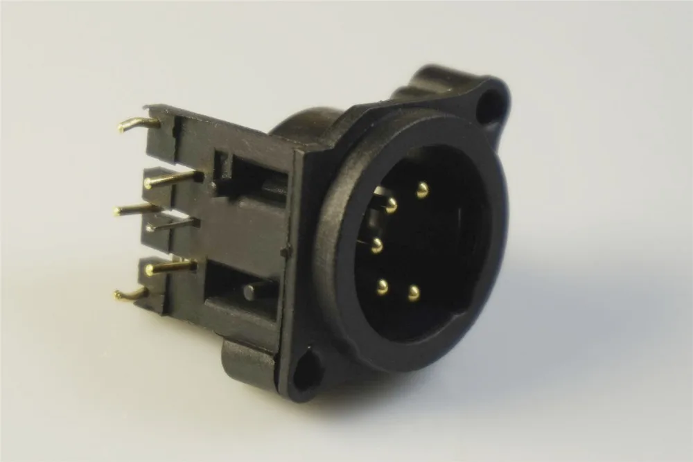 100 pcs XLR Plug 5 pin Male Header Pin Right Angle PCB through Holes Panel Mount Latch Lock Position circular | Обустройство дома