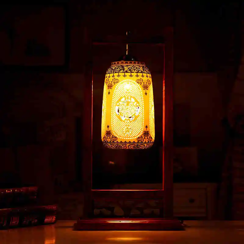 Китайская Винтажная настольная лампа в античном стиле для гостиной фарфоровая