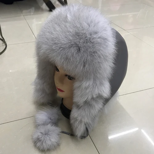 natural fox white 1 Для женщин из натурального Лисьего меховая шапка зимняя шапка ушанка шапка-ушанка России зимние ветра толстый Обувь на теплом меху с реальными Sleepskin кожаные кепки - Цвет: natural fox white 1