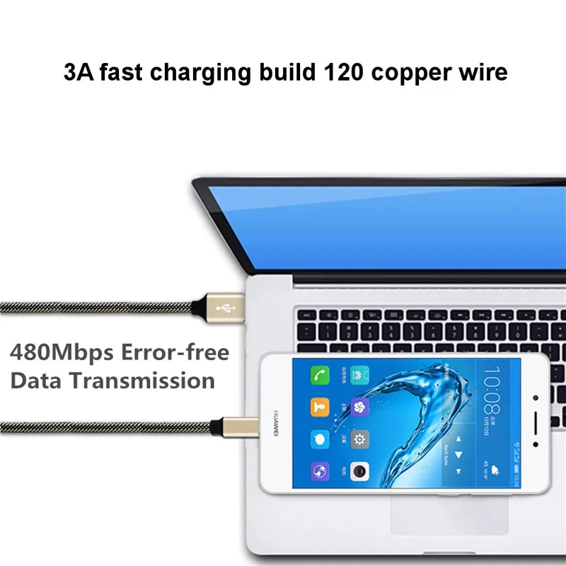 Bakeey Универсальный USB кабель для зарядки 3A Type C плетеный быстрой 28 см Oneplus 5t Xiaomi 6 Mi A1