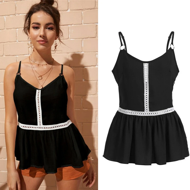 Женское платье-майка на бретельках белое кружевное мини-платье лето 2019 | Женская