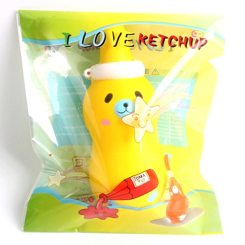 14 см снимает стресс Kawaii Jumbo милые оригинальные поддельные кетчуп мультфильм