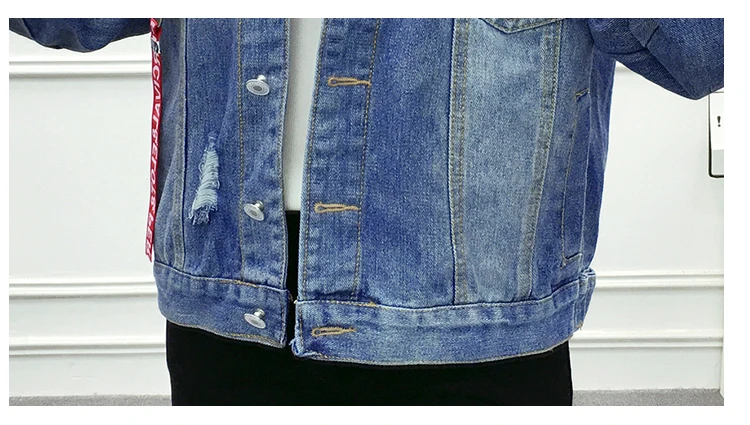 Для женщин Свободные джинсовая куртка с капюшоном 2018 Весна Новая мода Твердые