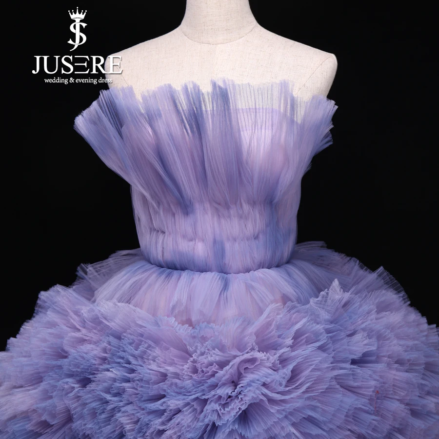 Jusere Real Photos Tired Tutu Prom Dresses Colorful Faded Tulle Evening Dress With Tail robe de soiree 2019