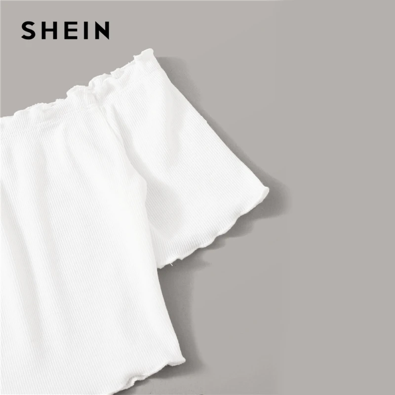 SHEIN Модный летний комплект из двух предметов: топ с открытыми плечами и полосатые шорты с поясом женский комплект 2 шт