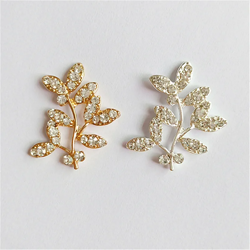 

SEA MEW 10 PCS 3cm*3.2cm Fashion Metal Alloy Gold Color Silver Plated Branch Leaves DIY Accessories For Jewelry Making