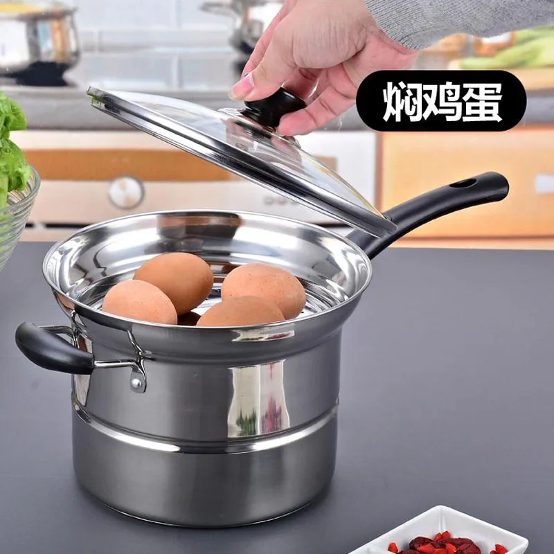 Нержавеющая сталь multi-function емкость для молока лапша кастрюля дома общежитии небольшой фритюрница толщиной 22 см пароход индукционная плита Универсальный