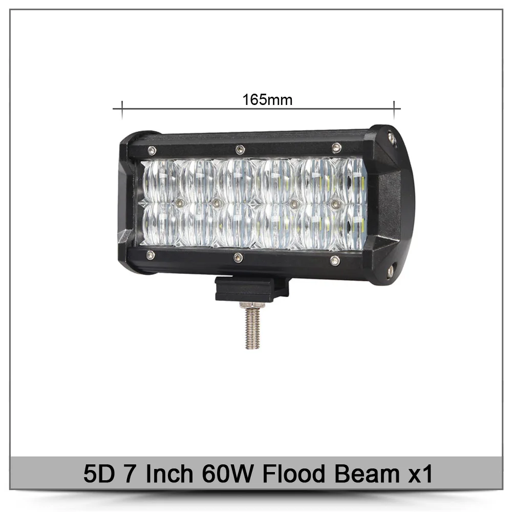 7Inch 60W Flood x1 " 7" " 12" 1" 17 дюймов 5D внедорожный светодиодный светильник для 4x4 4WD грузовиков UAZ ATV Лодка точечные прожекторы 12 в 24 В Suv Focos рабочий светильник - Цвет: 7Inch 60W Flood x1