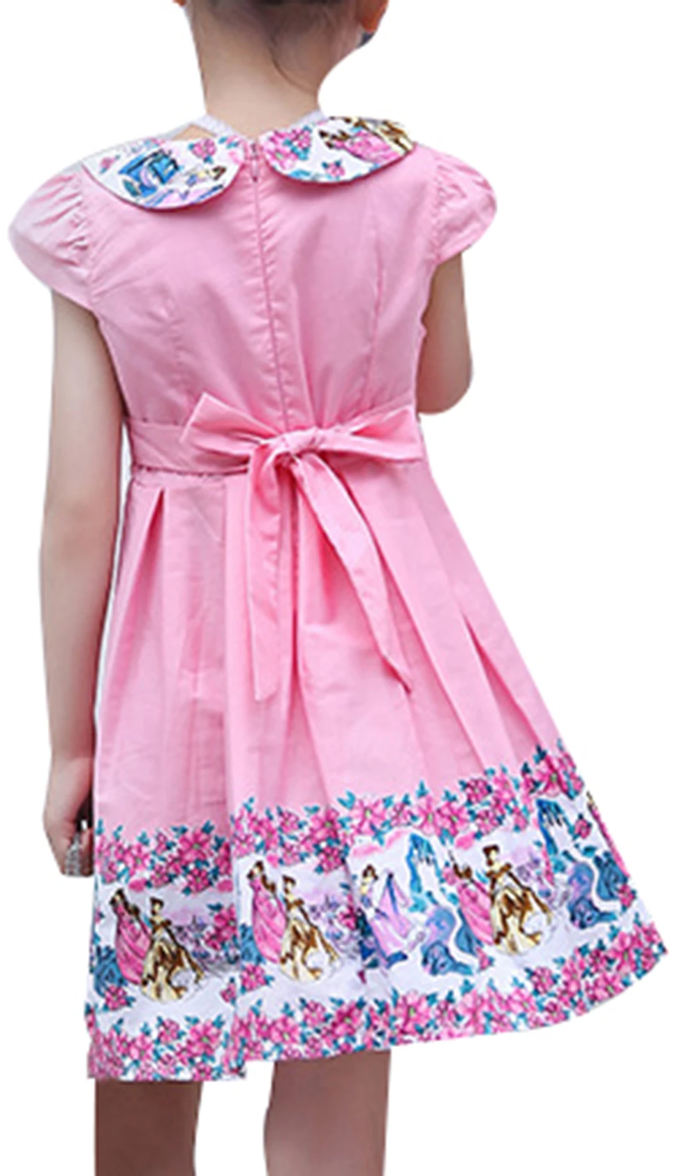 New Kid Child Girl Peter Pan Collar Sleeveless A Line Bow Tie Back Zip Summer Dress Sundress | Детская одежда и обувь