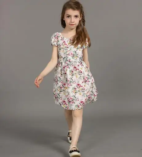 Girl Dress Summer 2019 Dresses Printing Girls 4-15 Years Short Sleeve Big Size Princess Teenagers Robe Enfant Fille | Детская одежда и