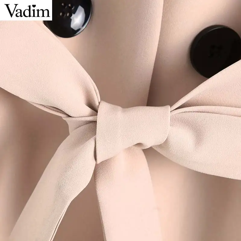 Вадим женские элегантные карман пальто без рукавов Жилеты галстук бабочка пояса