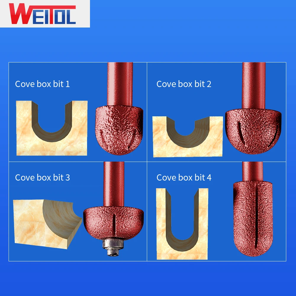WeiTol 1 шт. Алмазная Наждачная коута коробка бит круглое дно фрезы камень резак биты гранит инструменты для гравировки с ЧПУ