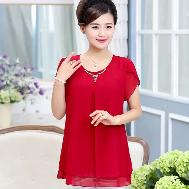 Женская шифоновая блузка с коротким рукавом свободная Свободная лепестками