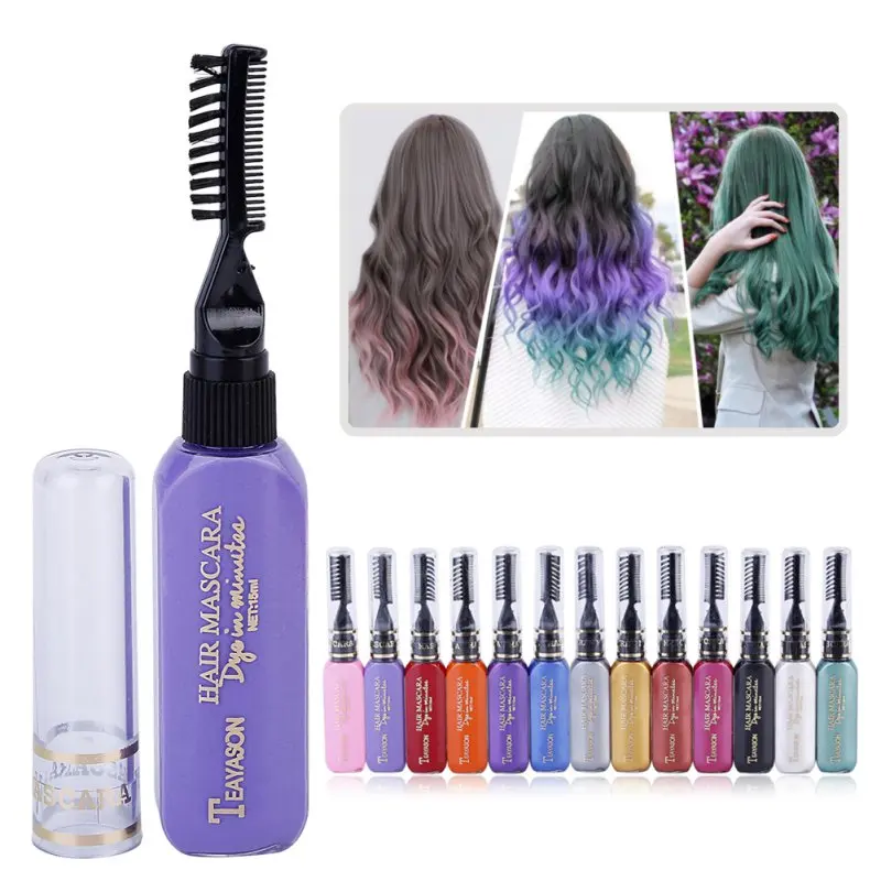 

13 Colors One-time Hair Temporary Color Hair Dye Non-toxic DIY Washable One-off Mascara Dye Cream Hair Wax Blue Grey Purple Dye