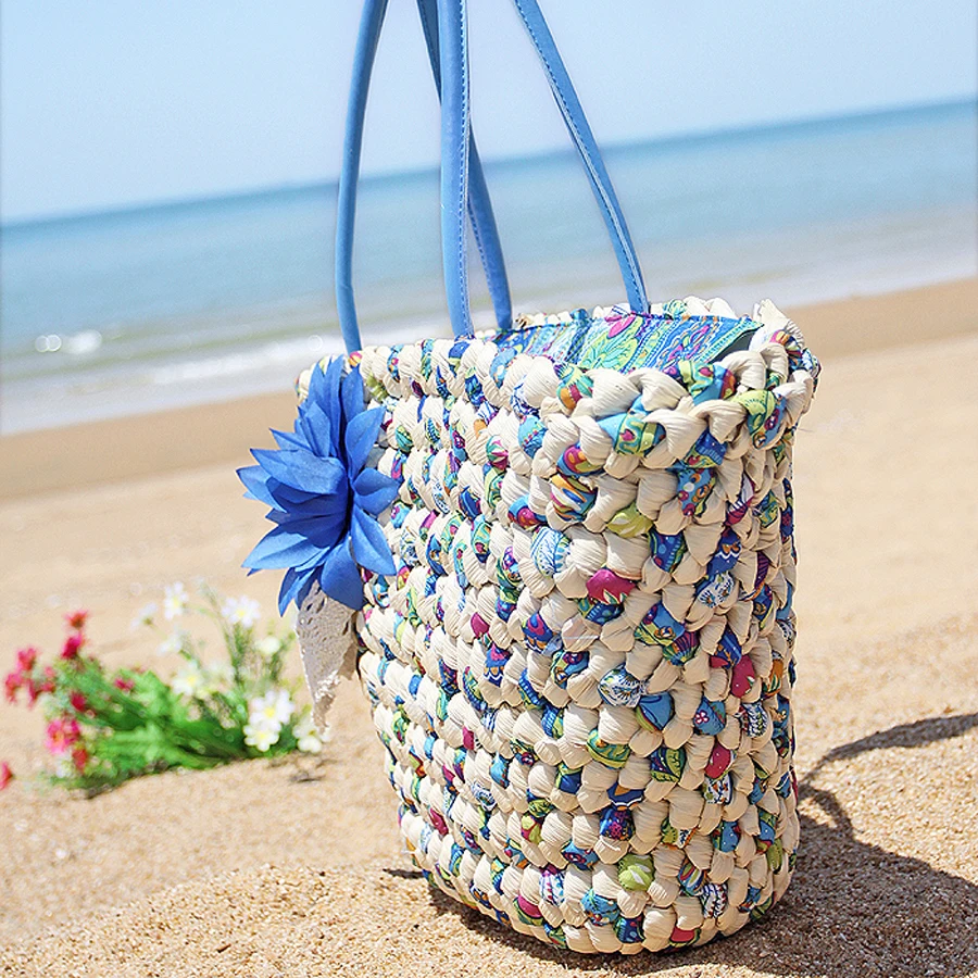 MLITDIS Summer one shoulder bag handbag hand-made woven grass green large capacity beach seaside holiday | Багаж и сумки