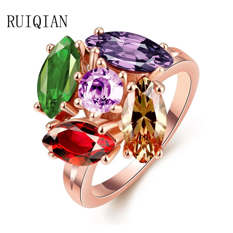 2016 Новинка циркония розового золота Цвет кольцо латунь женские Кольца anillos Mujer