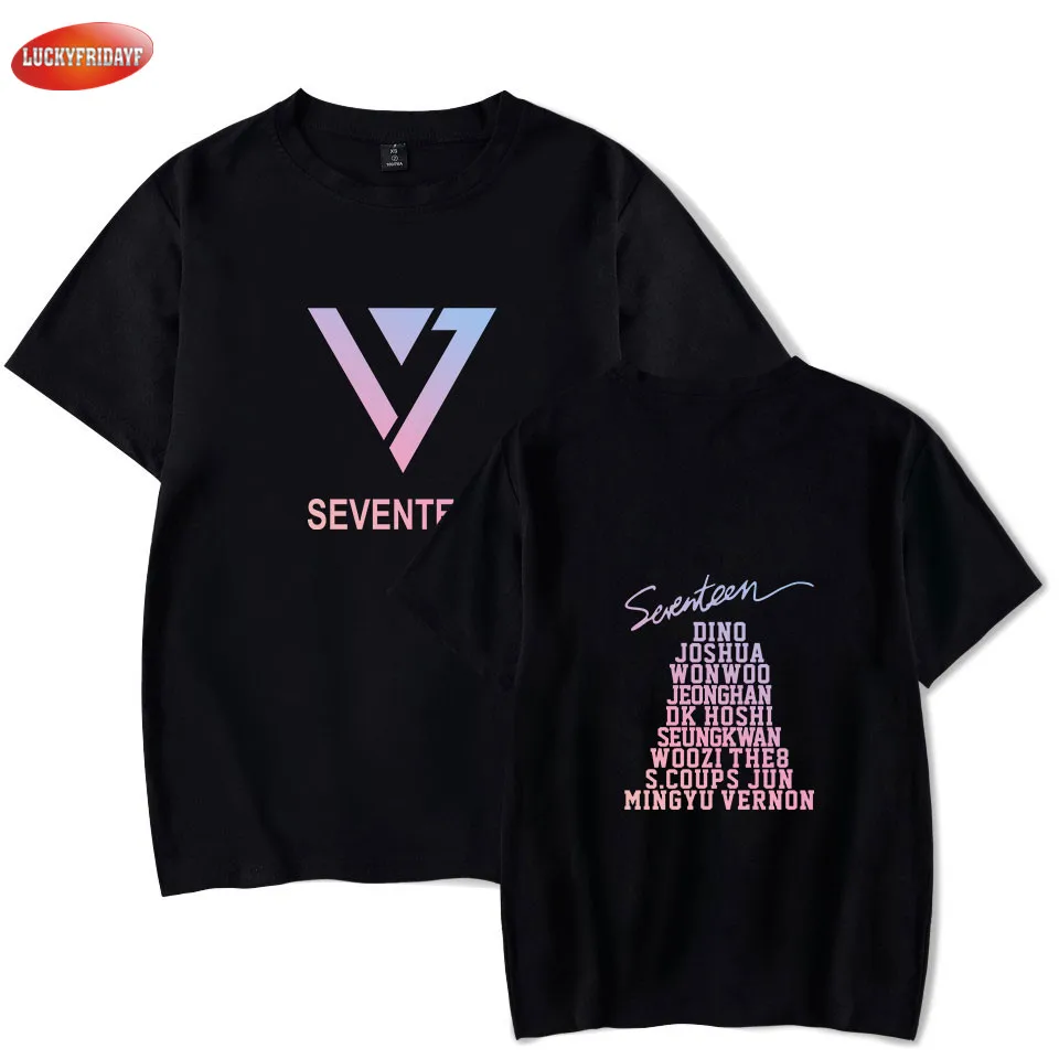 Мужская/женская футболка с короткими рукавами SEVENTEEN kpop модная летняя принтом