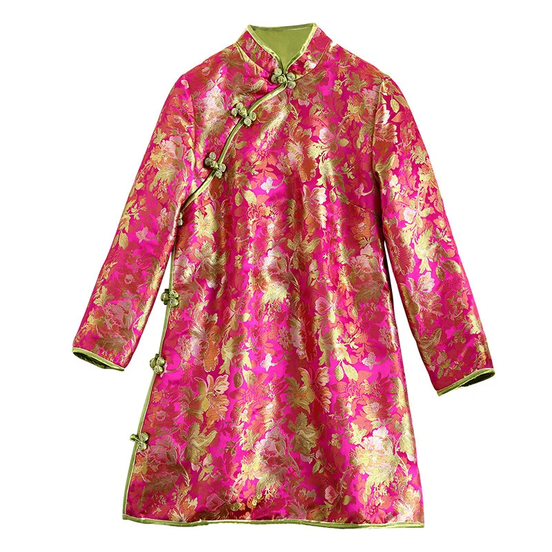 SHENG Коко улучшение китайский стиль Cheongsam Топ розовый Красный Ретро Костюм