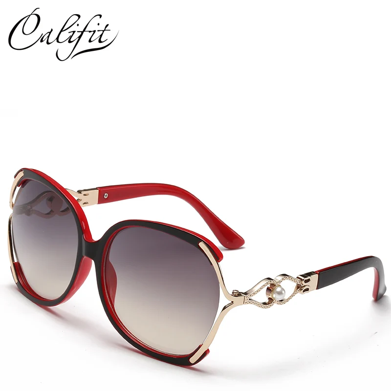 Солнцезащитные очки для женщин Золото огромная оправа женские Роскошные