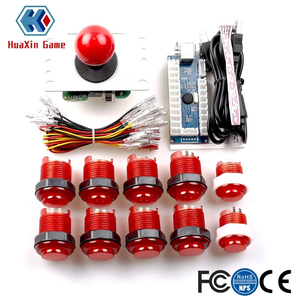 2 игрока LED аркадная игра DIY Kit USB энкодер + ДЖОЙСТИК (4/8 способ) светодиодная кнопка