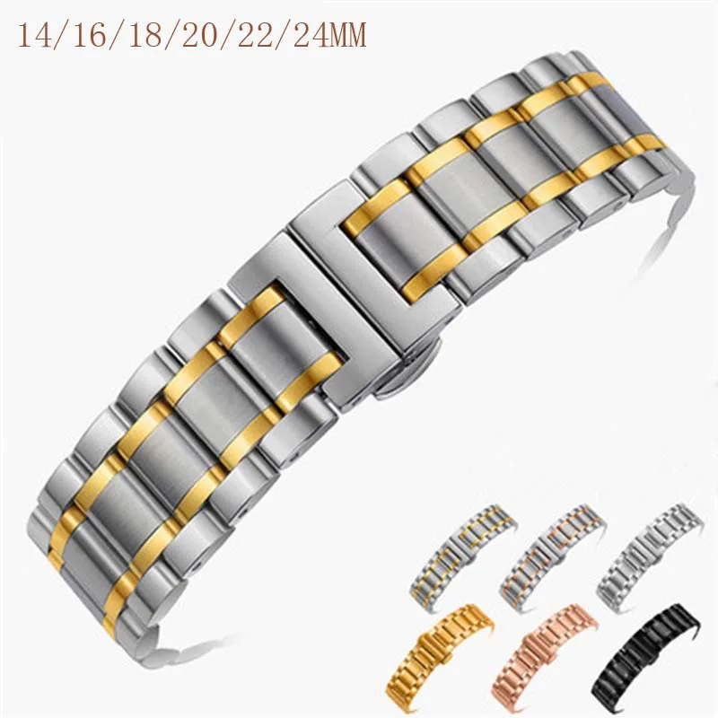 Ремешок из нержавеющей стали для наручных часов браслет с бабочкой мужчин и