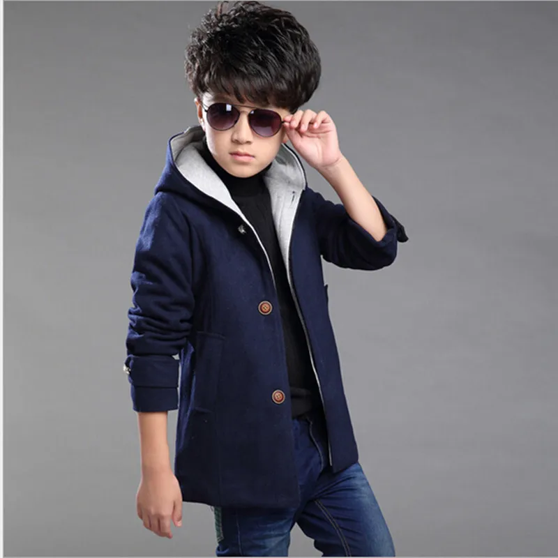 Зимнее теплое пальто для мальчиков детский Рождественский Тренч с длинным