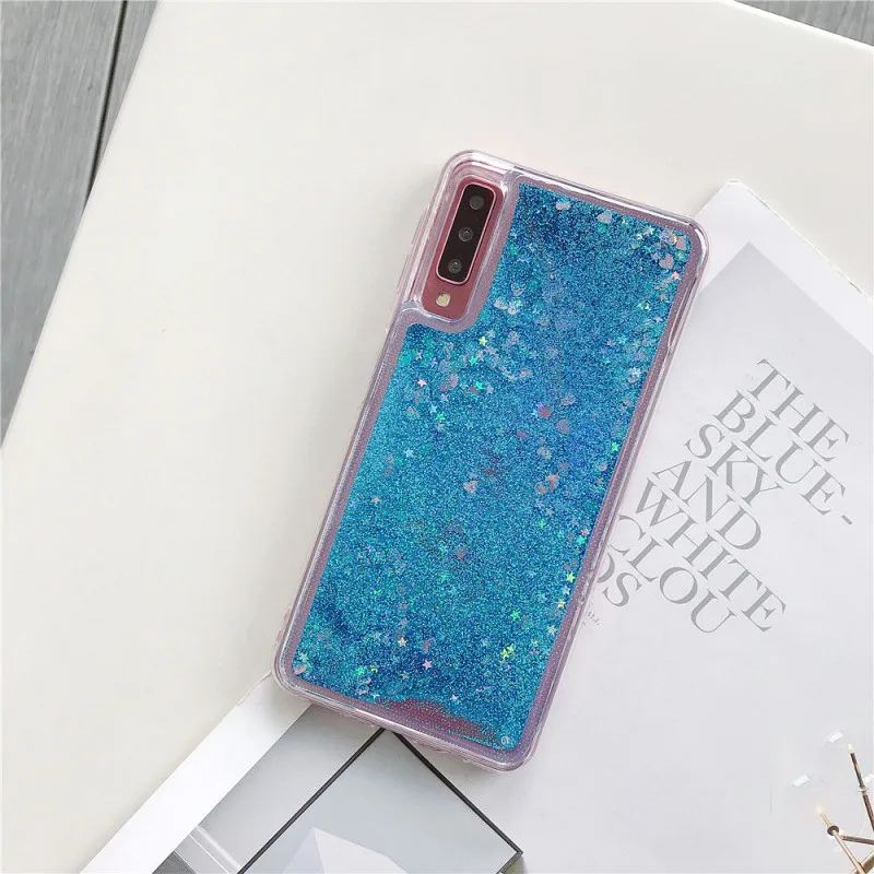 Blue Шикарный Блестящий Мягкий пайетки чехол для samsung Galaxy J2 J3 J4 J5 J6 J7 J8 A3 A5 A6 A7 A8 плюс A9 чехол с мерцающим текучим песком чехол - Цвет: Blue