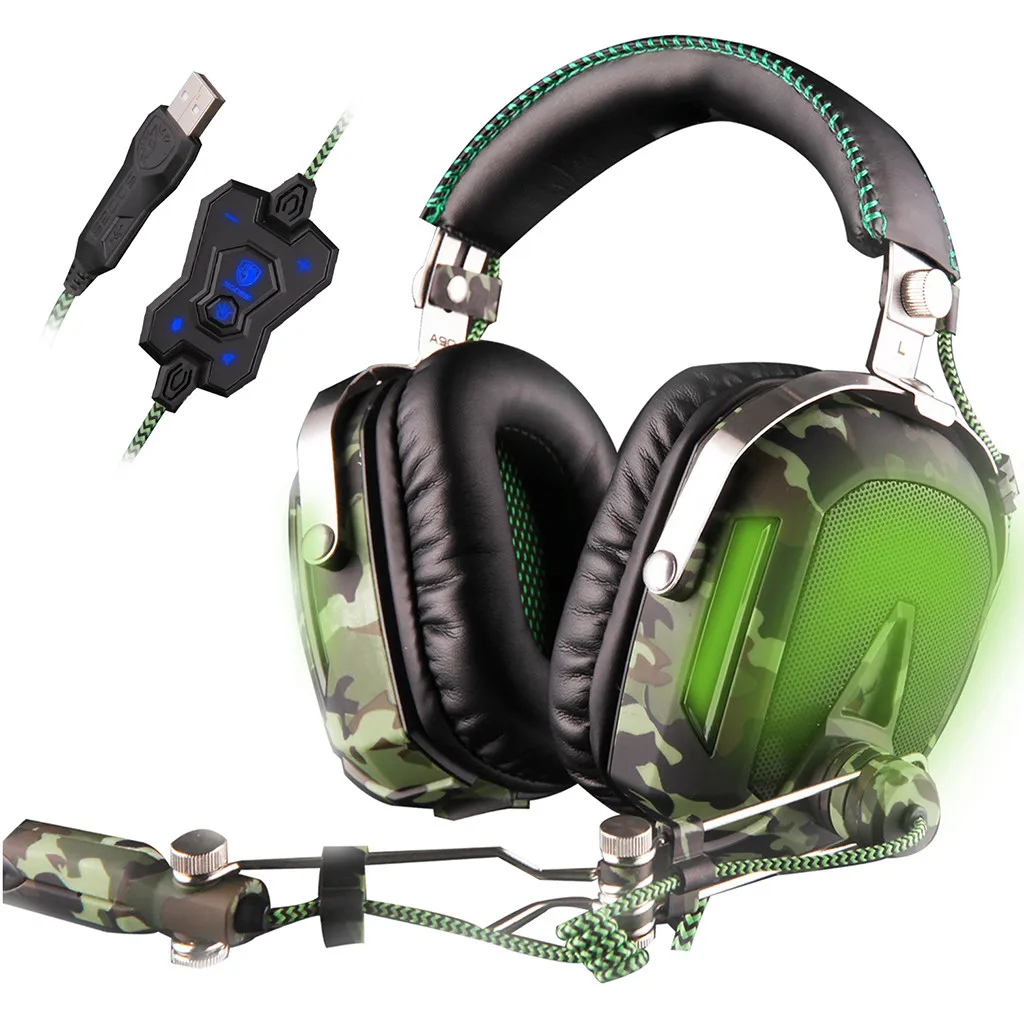 Игровые наушники SADES A90 Pilot USB 7 1 объемный звук гарнитура цветов дышащие огни для ПК