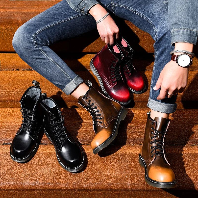 

Fashions Men Super Warm Shoes Waterproof Antiskid Retro Martin Boots High Quality Working Men Ankles Boots Man Sneakers