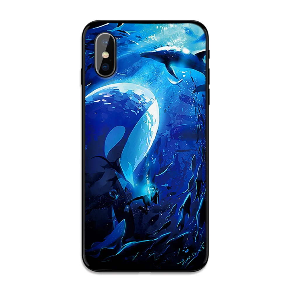 Синее Море дельфины мягкая термополиуретановая крышка-чехол для Apple iPhone 6 6S 7 8 Plus 5