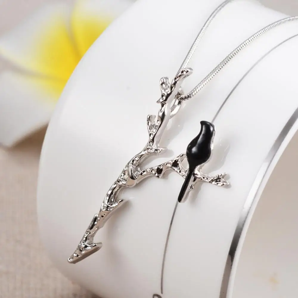 1 Pair Fashion Personality Branch Black Bird Pendant No Necklace Vintage Cute Animal Collar Colar Women Jewelry | Украшения и