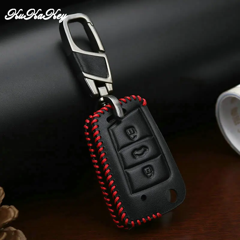 Кожаный чехол для автомобильного ключа KUKAKEY сиденья Leon Ibiza CUPTRA Skoda Octavia VW Polo 2016 golf 7