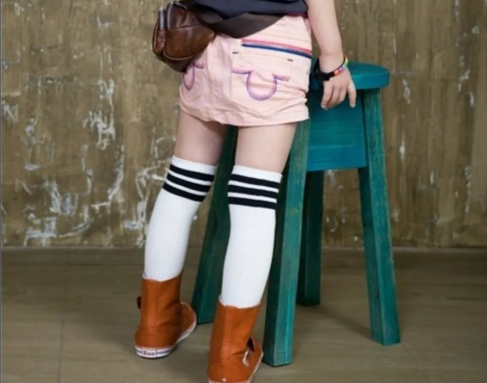 Чулки для девочек хлопковые полосатые гольфы игры в футбол маленьких принцессы