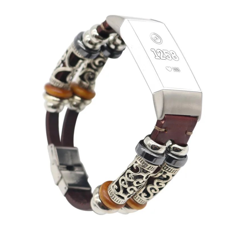 Роскошные женские часы ремешок Замена кожаный браслет для Fitbit Charge 3