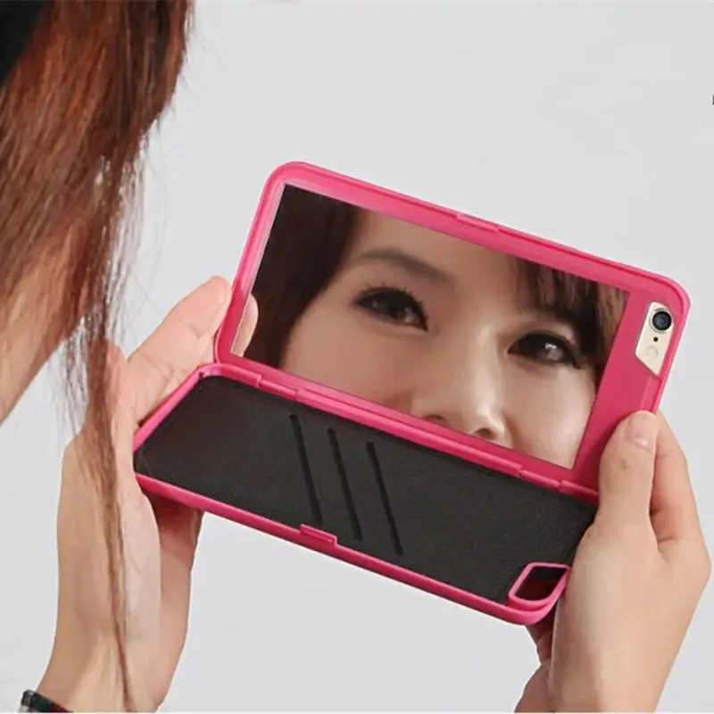 SPCASE Lady Make Up Cosmetic Mirror Phone Case For iPhone X 8 Plus 7 6 6S Wallet Card Slot Pocket Stand Cover Capa | Мобильные