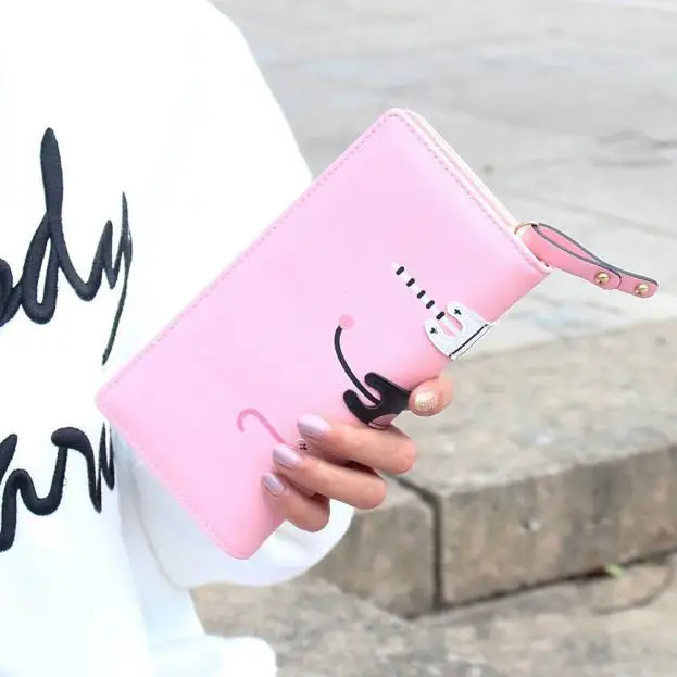 Женский мини кошелек с милым двойным слоем из искусственной кожи Длинный