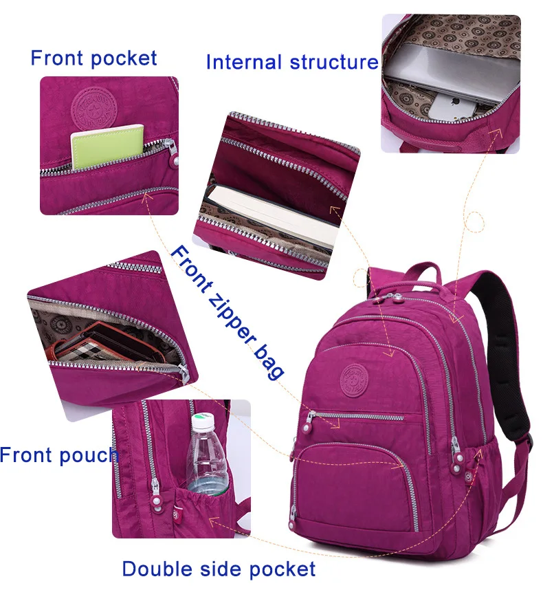 Модная школьная сумка Mochila Feminina, рюкзак для девочек-подростков, школьный рюкзак для женщин, нейлоновый рюкзак для путешествий, женский рюкзак