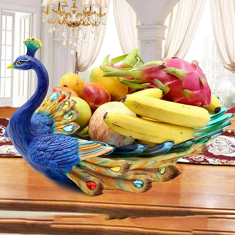 Роскошный свадебный подарок стеклянная тарелка с павлином из смолы поделки