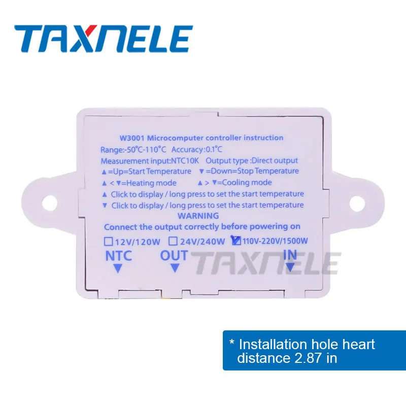 XH W3001 50 ~ 110C интеллектуальный цифровой регулятор температуры AC 220V 12V 24V 10A с ЖК