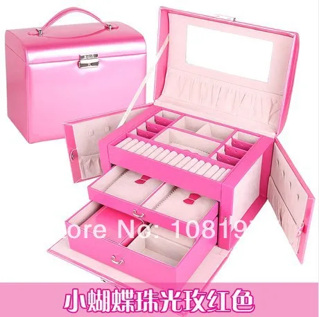 Популярные моды Роскошь кожа красная роза коробка Ювелирных Изделий ожерелья