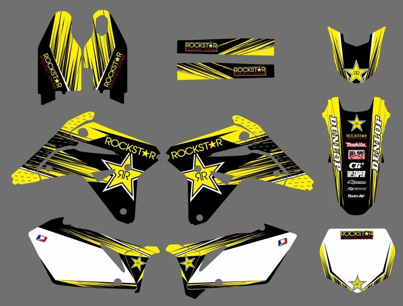 0589 желтые Звездные новые наклейки EAM графические Фоновые для Suzuki RMZ450 RM-Z450 2007 RMZ RM-Z