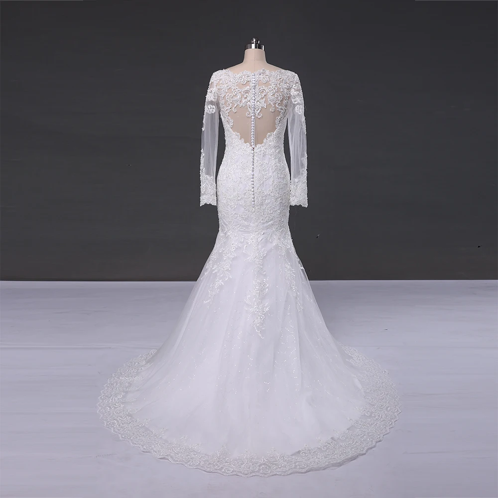 Vestidos de noiva Longo com Renda сексуальное платье Русалка с длинным рукавом свадебное