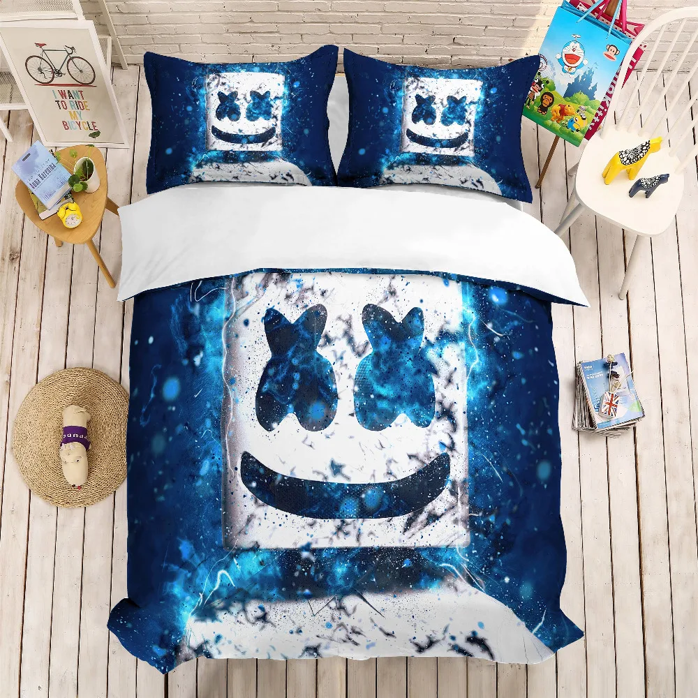 3D комплект постельного белья DJ Marshmello Косплей костюмы пододеяльник полный