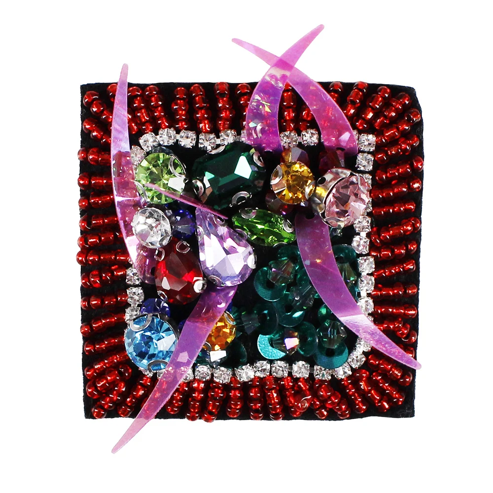 

10piece Beads Sequin Square Patches Crystal Rhinestones Applique Scrapbooking Shoes Badges for Clothes Decorated Sewing TH840