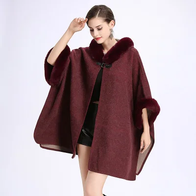 Пончо manteau femme женская зимняя одежда свитер женский кардиган с длинным рукавом harajuku кардиган длинный свитер с капюшоном - Цвет: red