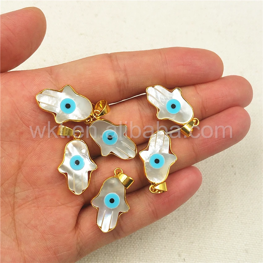 Женский уникальный дизайн подвеска в виде ракушки с изображением рук сглаза