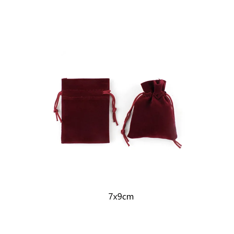 7x9cm 10pcs 10 шт./лот, разные размеры, винная красная с завязками, бархатные сумки из органзы, сумки для хранения на Рождество, свадьбу, подарочные сумки, упаковка для ювелирных изделий - Цвет: 7x9cm 10pcs