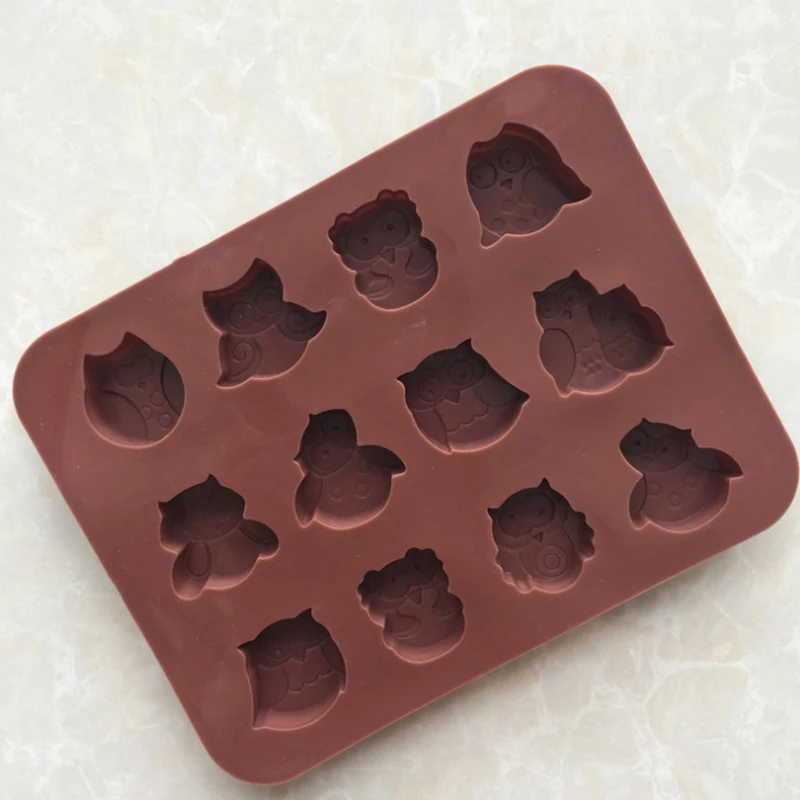 Форма для мыла торта 12 Сова Гибкая силиконовая форма конфет шоколада случайный