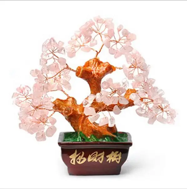 

natural crystal craft tree , the lucky feng shui tree as the mascot, bring in wealth and treasure fortune tree pink-1716